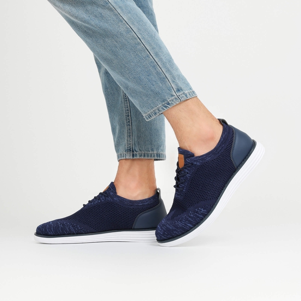 [KnitFlex Breeze+] Men's Breathable Mesh Oxford Sneakers - DARK BLUE - 7